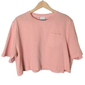 Varley Bexley Crop Pink Mesh Pocket Boxy Tee Shirt Women Size M Active Gym